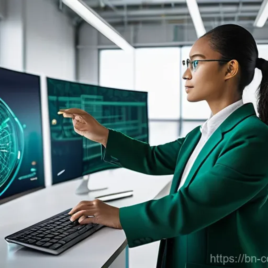 로봇공학과 AI - **Prompt 1: The AI-Powered Collaborative Workspace**
"A vibrant, futuristic open-plan office bat...
