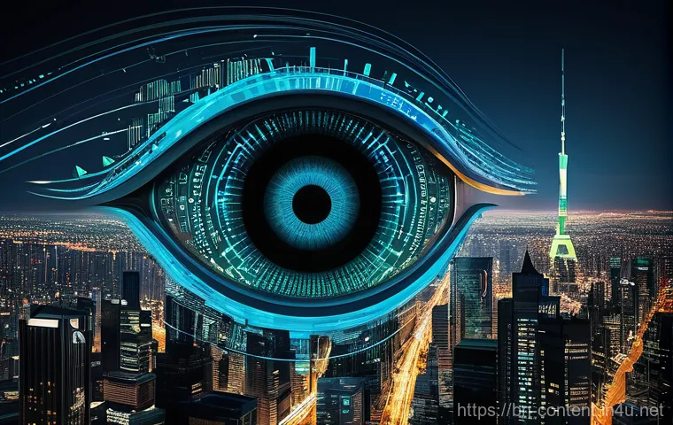 AI 기반 주식 예측 모델 - **AI's Omniscient Gaze on the Market**
    A sophisticated, stylized AI entity, represented by a glo...