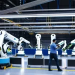 Home 19 스마트팩토리와 AI 자동화 - **Prompt 1: The Seamless Smart Factory Floor**
"A wide-angle shot of a futuristic, brilliantly l...