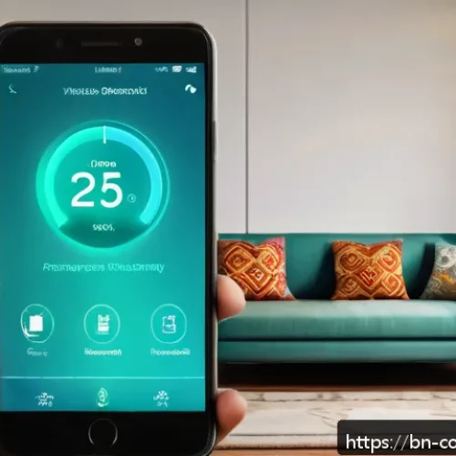 Home 15 AI와 IoT 융합 사례 - A modern Bengali smart home interior showcasing various IoT devices in action: a sleek smart thermos...
